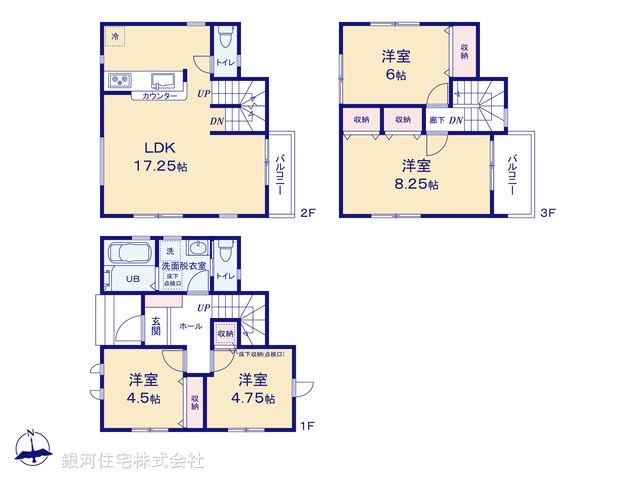 G00379298 東京都江戸川区江戸川３丁目 新築一戸建て 6190万円【間取図】