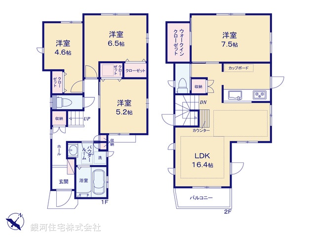 G00379310 神奈川県横浜市南区永田東２丁目 新築一戸建て 4780万円【間取図】