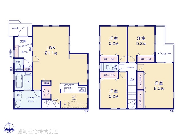 G00379312 神奈川県相模原市南区南台６丁目 新築一戸建て 4799万円【間取図】