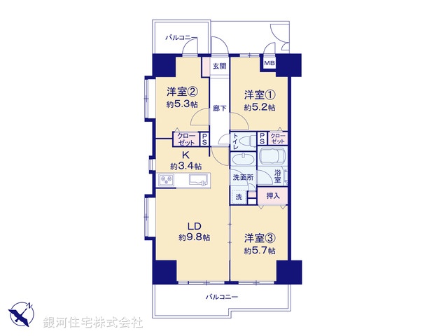 G00379323 神奈川県横浜市鶴見区本町通４丁目 中古マンション 3980万円【間取図】