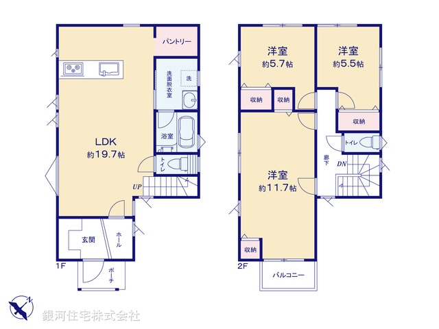 G00379347 埼玉県越谷市東大沢２丁目 新築一戸建て 4130万円【間取図】