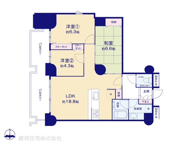 G00379406 埼玉県川口市元郷２丁目 中古マンション 5780万円【間取図】