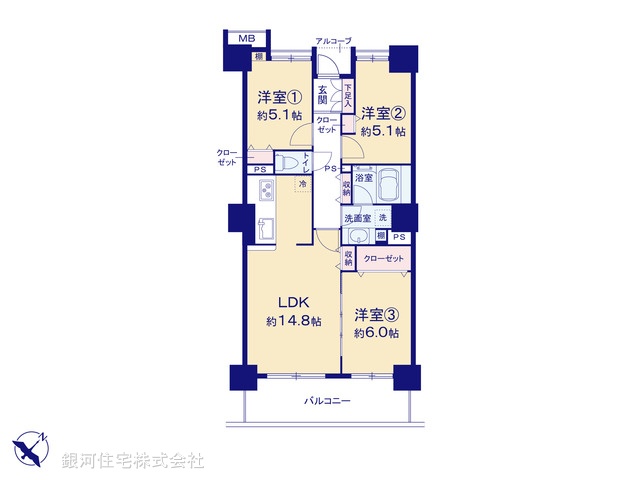 G00379407 千葉県千葉市美浜区高洲３丁目 中古マンション 4499万円【間取図】