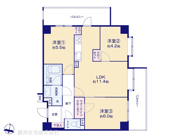 G00379486 東京都練馬区中村３丁目 中古マンション 5490万円【間取図】
