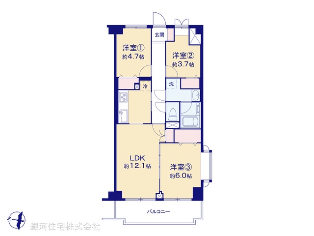 G00379496 東京都大田区矢口２丁目 中古マンション 5380万円【間取図】