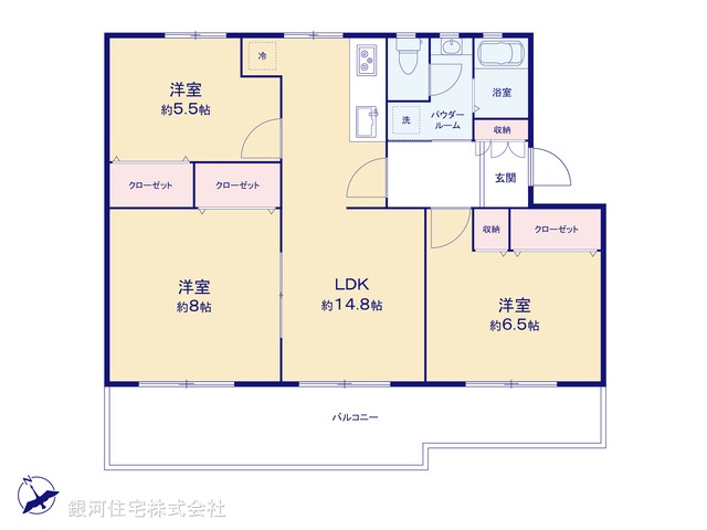 G00379528 神奈川県横浜市磯子区洋光台５丁目 中古マンション 2380万円【間取図】