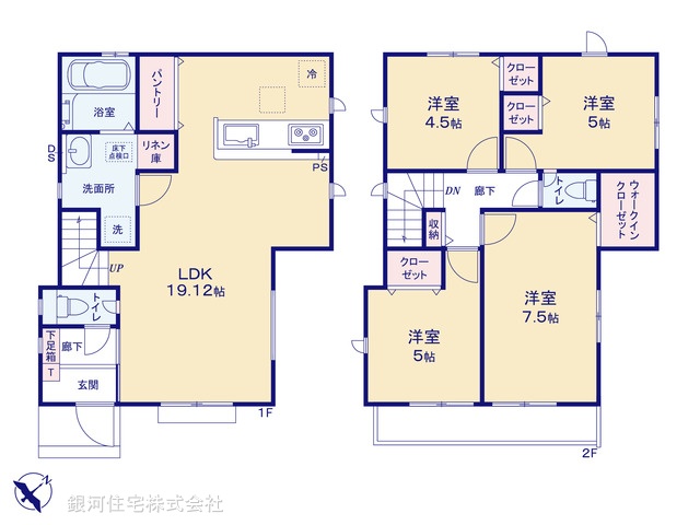 G00379598 東京都昭島市拝島町５丁目 新築一戸建て 3430万円【間取図】