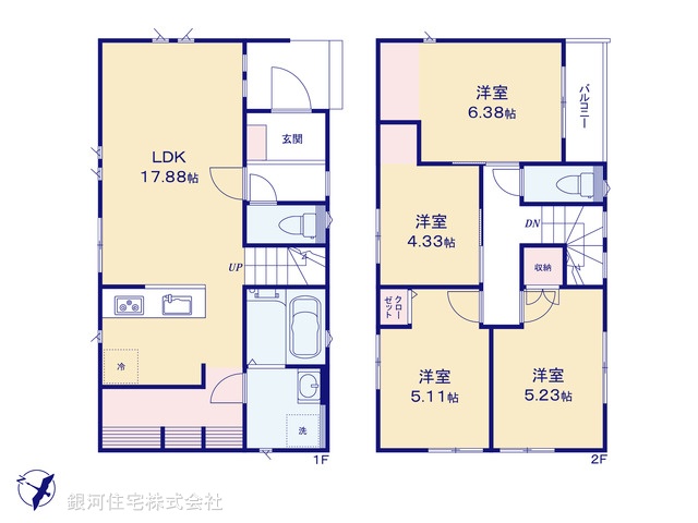 G00379672 埼玉県上尾市仲町２丁目 新築一戸建て 4050万円【間取図】