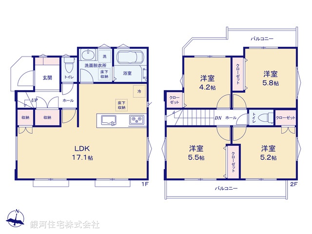G00379676 東京都府中市南町２丁目 新築一戸建て 5880万円【間取図】