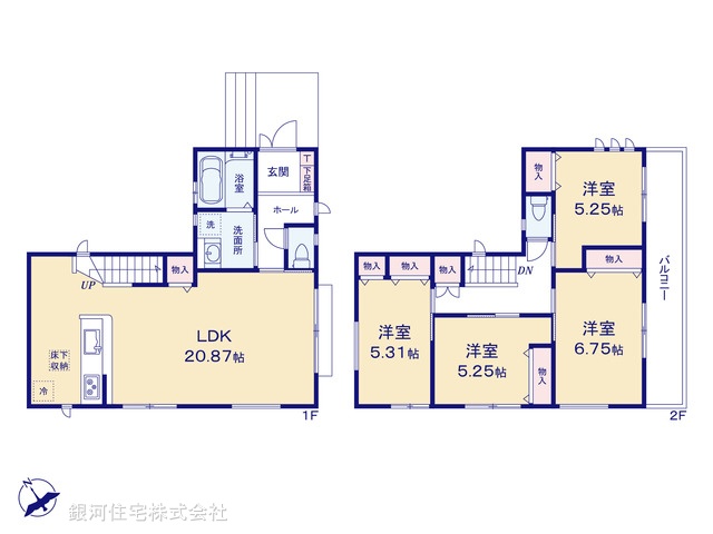 G00379689 千葉県八千代市八千代台東３丁目 新築一戸建て 4498万円【間取図】