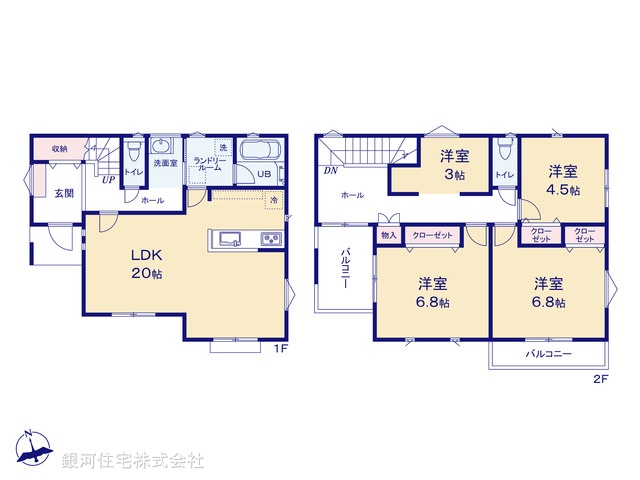 G00379919 神奈川県横浜市瀬谷区橋戸１丁目 新築一戸建て 5680万円【間取図】