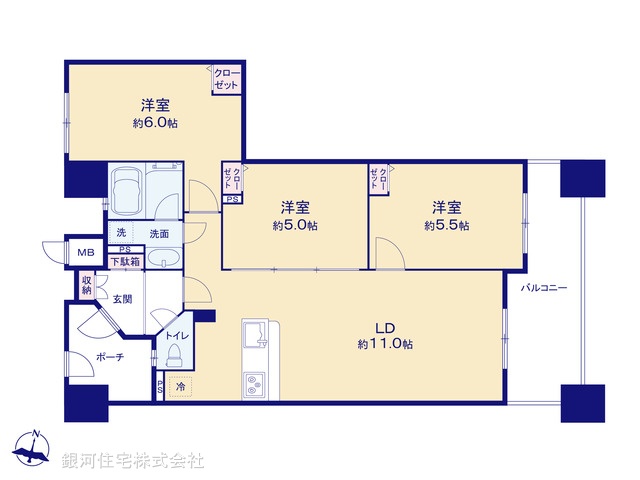 G00379933 神奈川県横浜市南区浦舟町５丁目 中古マンション 4680万円【間取図】