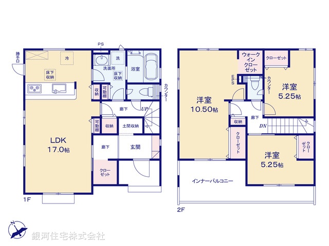 G00380175 埼玉県上尾市二ツ宮 新築一戸建て 4198万円【間取図】