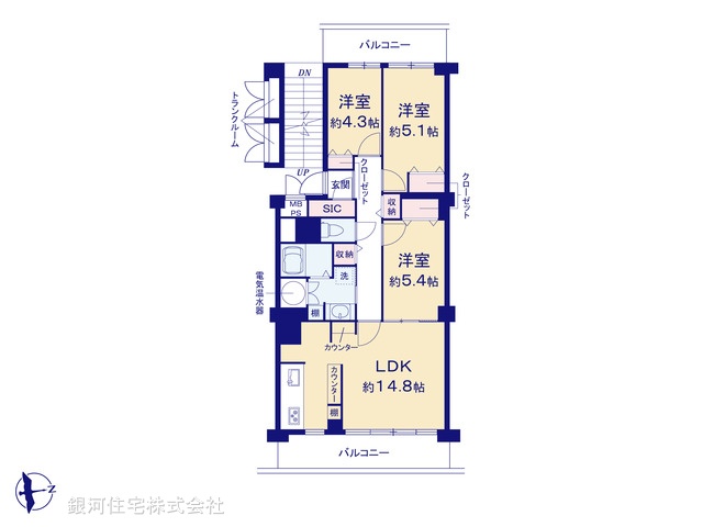 G00380412 千葉県船橋市山手２丁目 中古マンション 2798万円【間取図】