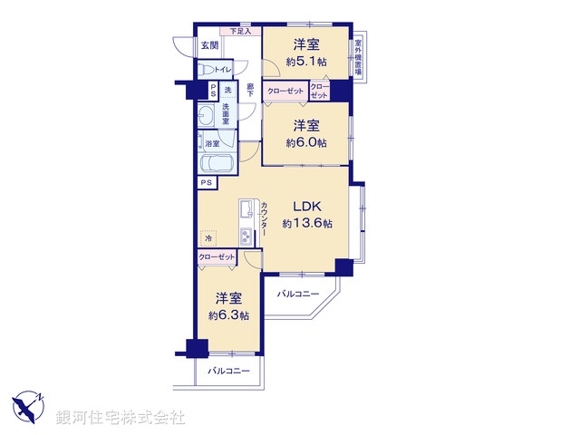 G00380422 神奈川県横浜市戸塚区戸塚町 中古マンション 3499万円【間取図】