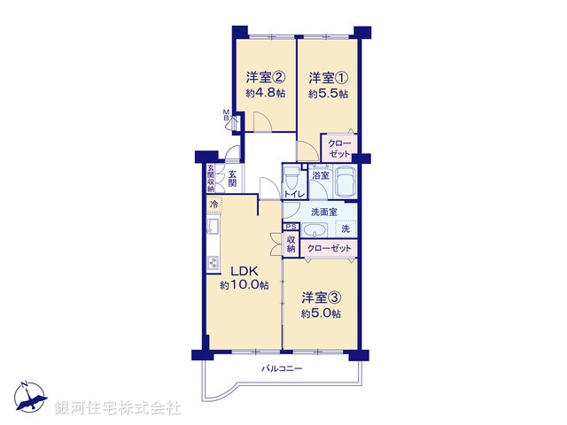 G00380437 神奈川県川崎市宮前区犬蔵３丁目 中古マンション 2399万円【間取図】
