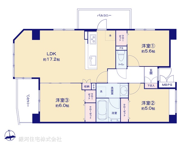 G00380440 神奈川県厚木市旭町２丁目 中古マンション 4080万円【間取図】