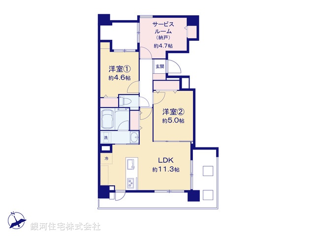 G00380533 神奈川県川崎市幸区小向西町４丁目 中古マンション 4380万円【間取図】