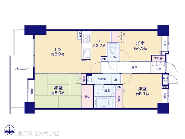 G00380548 東京都足立区西新井２丁目 中古マンション 3480万円【間取図】