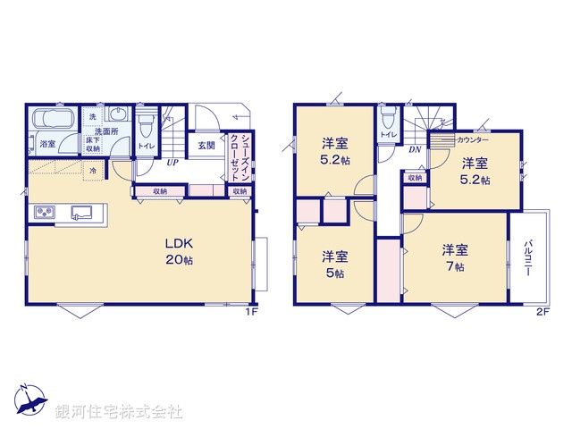 G00380635 埼玉県所沢市上新井５丁目 新築一戸建て 3980万円【間取図】