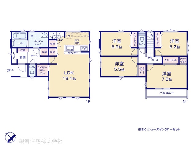 G00380706 埼玉県川口市末広１丁目 新築一戸建て 6499万円【間取図】