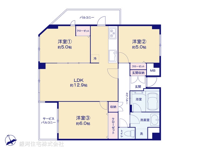 G00380716 神奈川県横浜市中区本牧元町 中古マンション 3190万円【間取図】