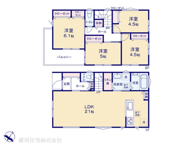 G00380747 神奈川県横須賀市舟倉２丁目 新築一戸建て 4180万円【間取図】