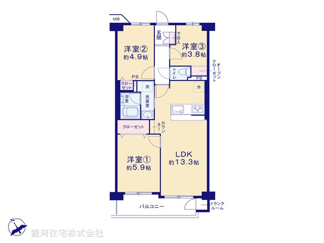 G00380767 東京都足立区千住桜木２丁目 中古マンション 3180万円【間取図】