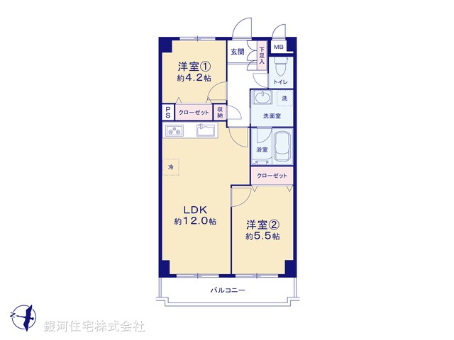 G00380832 神奈川県横浜市港北区菊名７丁目 中古マンション 3290万円【間取図】