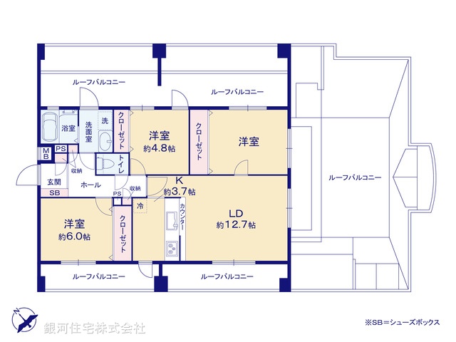 G00380874 神奈川県横浜市磯子区磯子３丁目 中古マンション 4490万円【間取図】