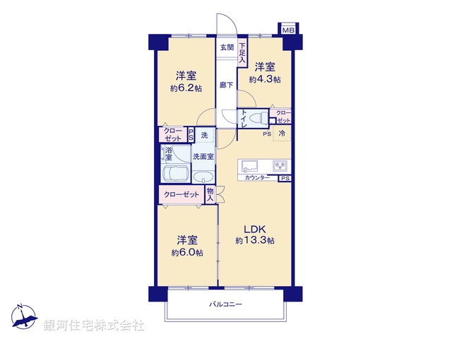 G00380878 東京都八王子市八日町 中古マンション 3199万円【間取図】