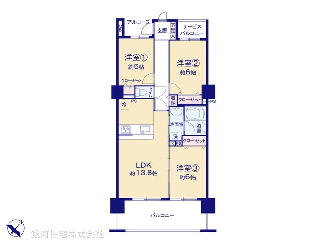 G00381431 千葉県千葉市美浜区高洲３丁目 中古マンション 3999万円【間取図】
