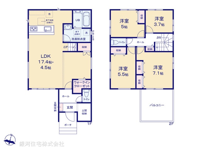 G00381725 千葉県千葉市中央区寒川町３丁目 新築一戸建て 4199万円【間取図】
