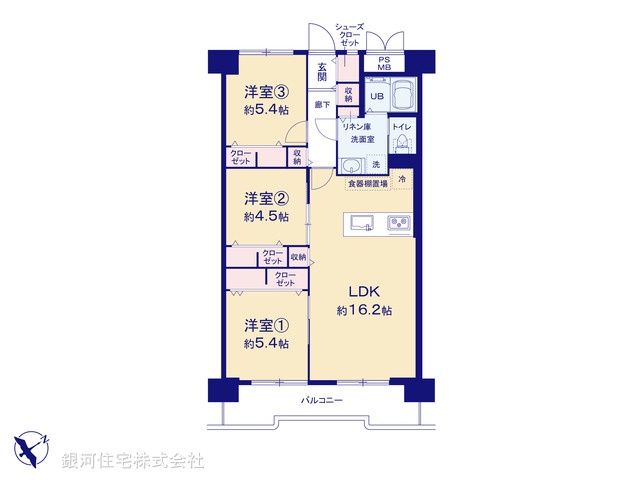 G00382244 東京都江東区豊洲１丁目 中古マンション 6999万円【間取図】