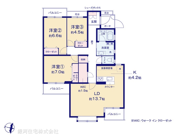 G00382603 東京都世田谷区上用賀３丁目 中古マンション 8999万円【間取図】