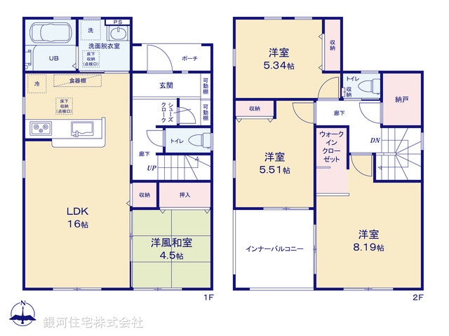 G00382682 埼玉県比企郡川島町大字上伊草 新築一戸建て 2580万円【間取図】