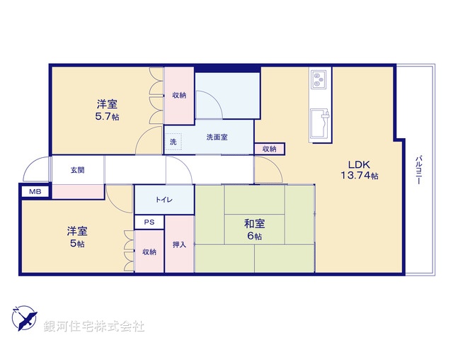 G00383462 千葉県千葉市中央区問屋町 中古マンション 3379万円【間取図】