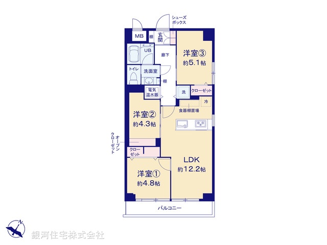 G00383466 神奈川県川崎市川崎区池田２丁目 中古マンション 3799万円【間取図】