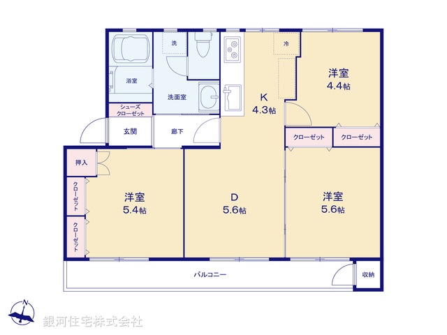 G00383628 神奈川県横浜市青葉区美しが丘１丁目 中古マンション 4380万円【間取図】