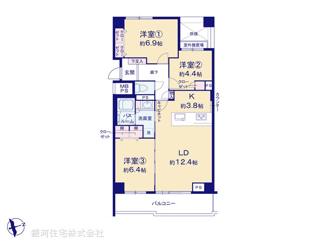 G00383633 神奈川県横浜市保土ヶ谷区瀬戸ヶ谷町 中古マンション 3990万円【間取図】