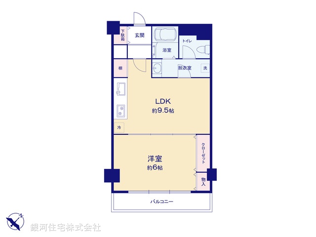G00383743 千葉県市川市香取１丁目 中古マンション 1480万円 専有面積36.45m² (約11.02坪) 間取り１ＬＤＫ 所在階2階 築年月1975年04月(築50年)【間取図】