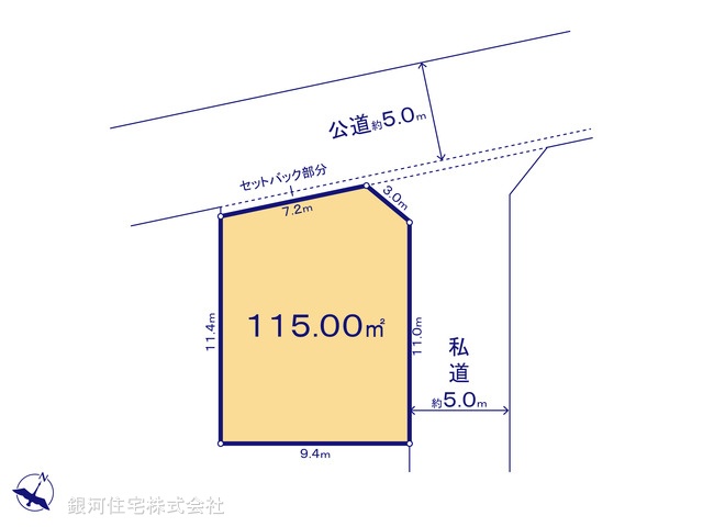 G00383749 東京都東村山市久米川町３丁目 土地(建築条件付土地) 3800万円【区画図】