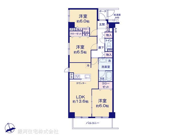 G00383847 神奈川県横浜市西区赤門町２丁目 中古マンション 4999万円【間取図】