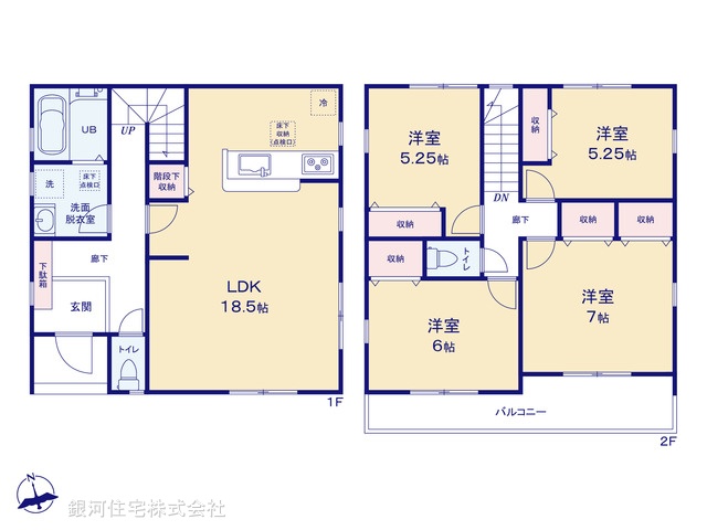 G00383877 千葉県市川市田尻５丁目 新築一戸建て 5680万円【間取図】