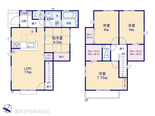 G00383916 東京都日野市西平山５丁目 新築一戸建て 3480万円【間取図】