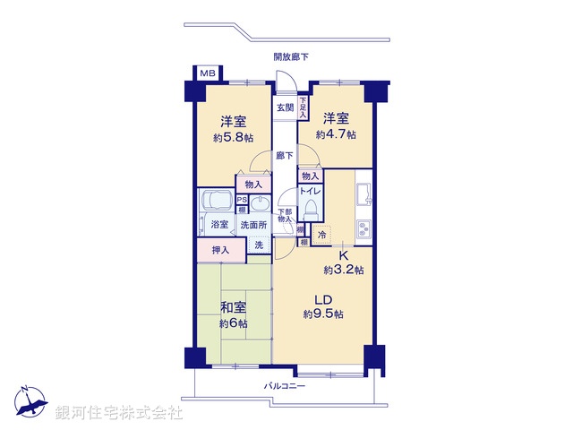 G00384003 神奈川県相模原市南区上鶴間本町５丁目 中古マンション 2320万円【間取図】