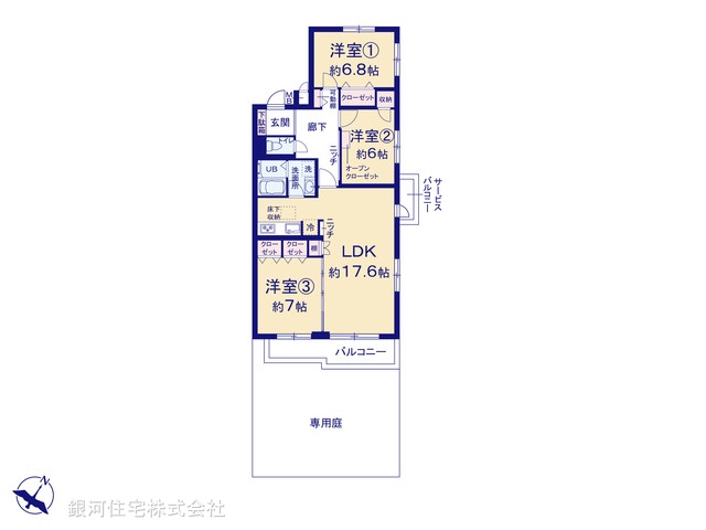 G00384130 神奈川県横浜市鶴見区東寺尾１丁目 中古マンション 3080万円 専有面積86.78m² (約26.25坪) 間取り３ＬＤＫ 所在階1階 築年月1985年10月(築40年)【間取図】