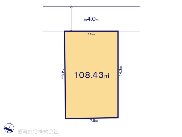 G00384156 東京都東久留米市氷川台２丁目 土地 3898万円 土地面積108.43m² (約32.80坪)【区画図】