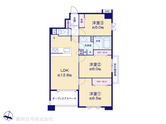 G00384193 神奈川県川崎市高津区子母口 中古マンション 4480万円 専有面積65.35m² (約19.76坪) 間取り３ＬＤＫ 所在階2階 築年月2007年03月(築18年)【間取図】