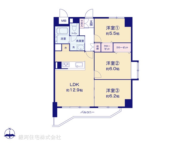 G00384246 神奈川県平塚市西真土１丁目 中古マンション 2090万円【間取図】